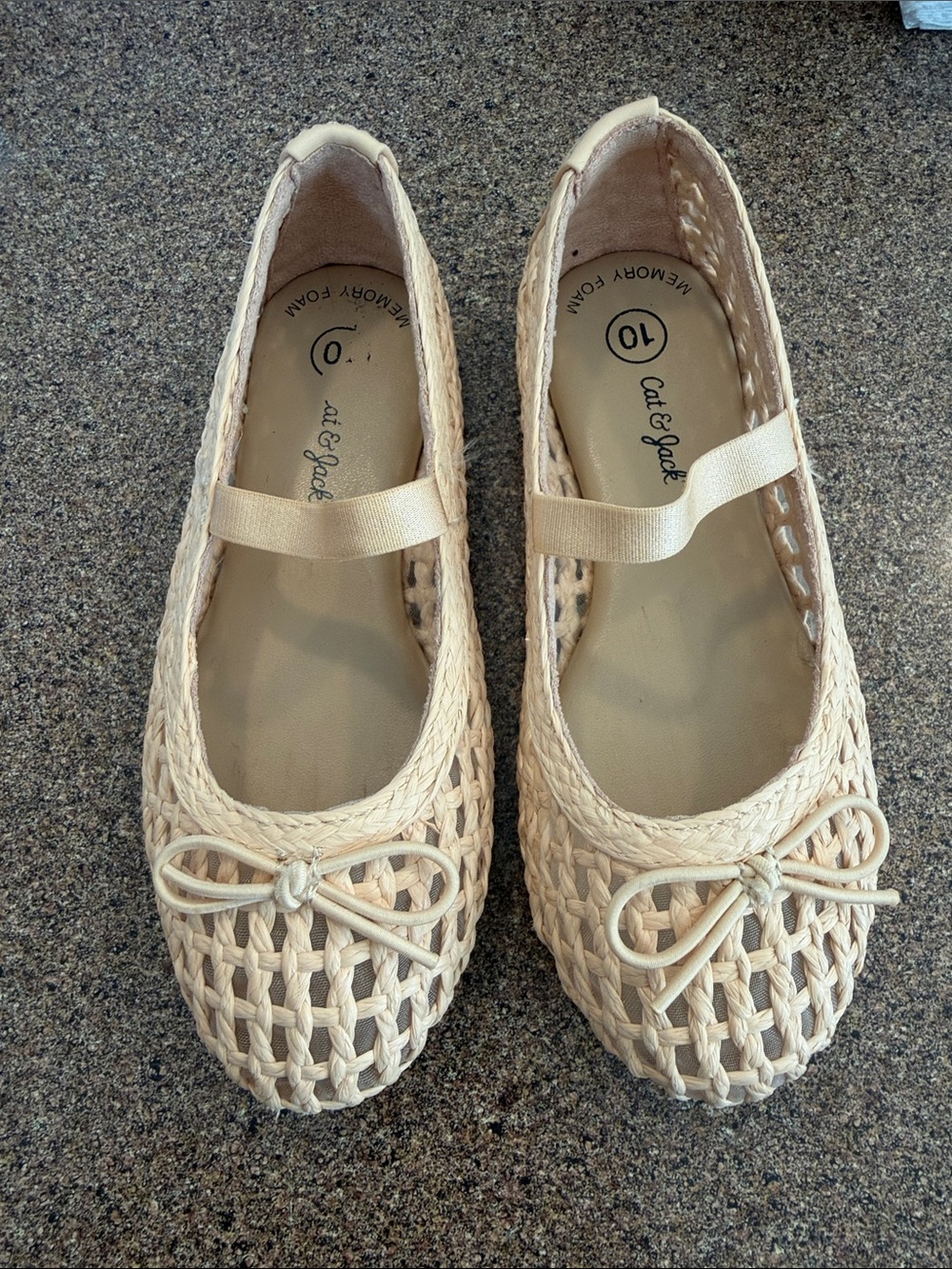 Cat & Jack Cream Woven Mary Jane Ballet Flats